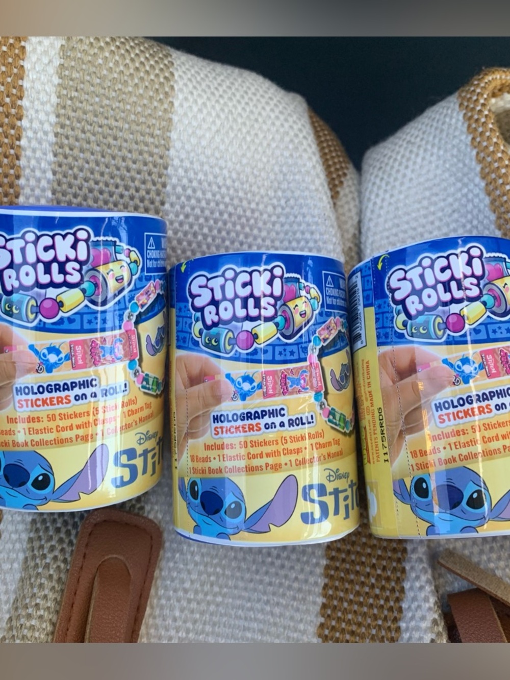 Disney Stitch Sticki Rolls Mystery Capsule Beaded Bracelet Sticker Rolls set 3